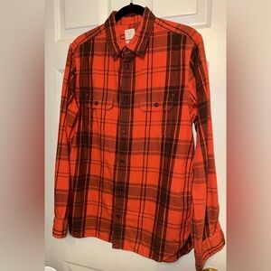 Gap Mens Sz L Shirt Medium Wash Red Black Plaid Button Long Sleeve Casual Cotton
